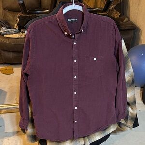 Express Men's Deep Burgundy Casual Shirt